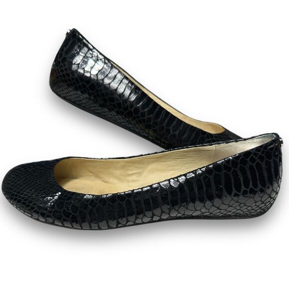 Michael Kors Glossy Black Textured Flats - Picture 1 of 10